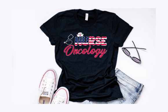 Us Flag Oncology Nurse T-Shirt Design Graphics